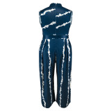 Plus Size Sleeveless Print Loose Jumpsuit GDAM-040