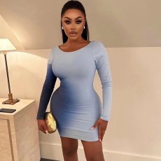 Gradient Color Long Sleeve Mini Dress QODY-6032
