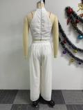 Pleated Sleeveless Tops Wide Leg Pants 2 Piece Set NY-10773