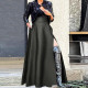 Plus Size PU Zipper Long Split Half-body Skirt GDAM-8022