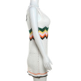 Contrast Color Sleeveless Knits Mini Dress XEF-45315