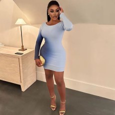 Gradient Color Long Sleeve Mini Dress QODY-6032