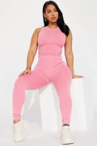 Solid Color Sleeveless Tank Tops Two Piece Pants Set SH-391144