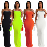 Sexy Sling Contrast Color Slim Maxi Dress SFY-449