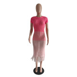 Braided Short Sleeve Tassel Long Dress GDYF-6691