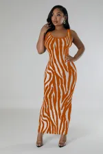 Zebra Print Backless Two Wear Long Dress SFY-2768