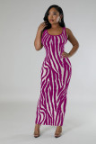 Zebra Print Backless Two Wear Long Dress SFY-2768