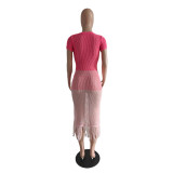 Braided Short Sleeve Tassel Long Dress GDYF-6691