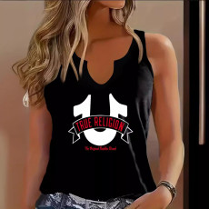 Plus Size Fashion U Neck Printed Vest YIM-400