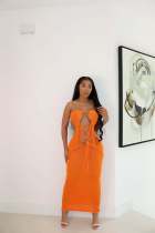 Sexy Tie Up Hollow Out Backless Knit Maxi Dress MDF-5398