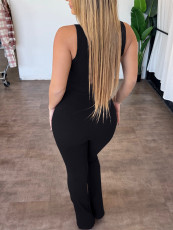 Sleeveless Solid Color Slim Jumpsuit MIL-T108