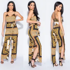 Sexy Print Sling Split Jumpsuit GDNY-2279