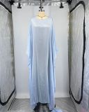 Satin Casual Bat Sleeve Big Swing Maxi Dress ANDF-2421