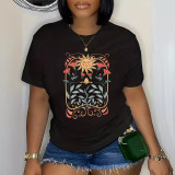 Plus Size Casual Short Sleeve Print T Shirt YIM-399