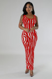 Zebra Print Backless Two Wear Long Dress SFY-2768