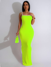 Sexy Sling Contrast Color Slim Maxi Dress SFY-449