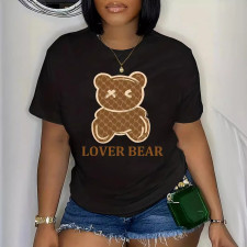 Plus Size Casual Short Sleeve Print T Shirt YIM-399