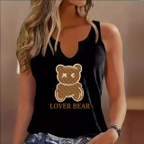 Plus Size Fashion U Neck Printed Vest YIM-400
