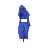 Summer Solid Color Tassel Two Piece Shorts Set AIL-270