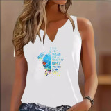 Plus Size Fashion U Neck Printed Vest YIM-400