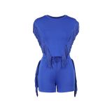 Summer Solid Color Tassel Two Piece Shorts Set AIL-270