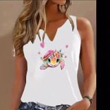 Plus Size Fashion U Neck Printed Vest YIM-400