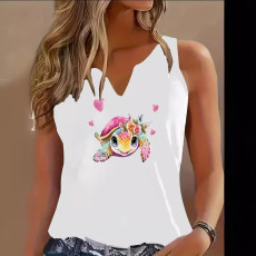 Plus Size Fashion U Neck Printed Vest YIM-400