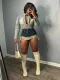 Vintage Aged Sexy Zipper Denim Culottes QXTF-82053