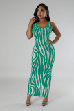 Zebra Print Backless Two Wear Long Dress SFY-2768