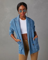 Fashion Washed Blue Denim Blazer GYAN-32137