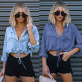 Fashionable Double Pocket Loose Denim Shirt GYAN-630