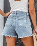 Casual Chain Tassel Ripped Denim Shorts GYAN-22888