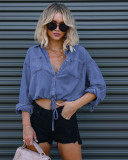 Fashionable Double Pocket Loose Denim Shirt GYAN-630