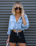 Fashionable Double Pocket Loose Denim Shirt GYAN-630