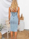 U-neck Sling Casual Style Denim Dress GYAN-22858
