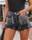 Casual Chain Tassel Ripped Denim Shorts GYAN-22888