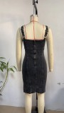 U-neck Sling Casual Style Denim Dress GYAN-22858