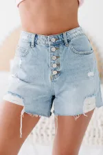 Casual Washed Holes Denim Shorts GYAN-8102