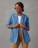 Fashion Washed Blue Denim Blazer GYAN-32137