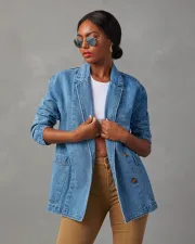 Fashion Washed Blue Denim Blazer GYAN-32137