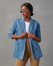 Fashion Washed Blue Denim Blazer GYAN-32137