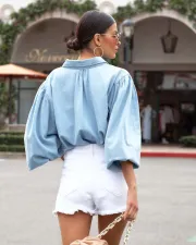 Casual Washed Long Sleeve Denim Shirt GYAN-612