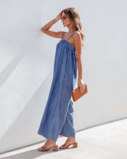 Summer Loose High Waist Fashion Denim Sling Jumpsuit GYAN-3267