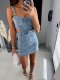 Sexy Sling Backless Hollow Out Denim Dress GYAN-16835