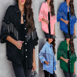 Chain Studded Street Fashion Single Breasted Denim Jacket GYAN-641