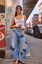 Casual Loose Heart Spliced Tube Jeans GYAN-16849