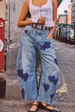 Casual Loose Heart Spliced Tube Jeans GYAN-16849