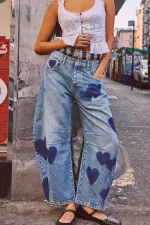 Casual Loose Heart Spliced Tube Jeans GYAN-16849