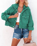 Drawstring Hooded Loose Denim Coat GYAN-606