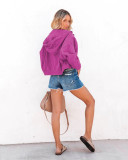 Drawstring Hooded Loose Denim Coat GYAN-606